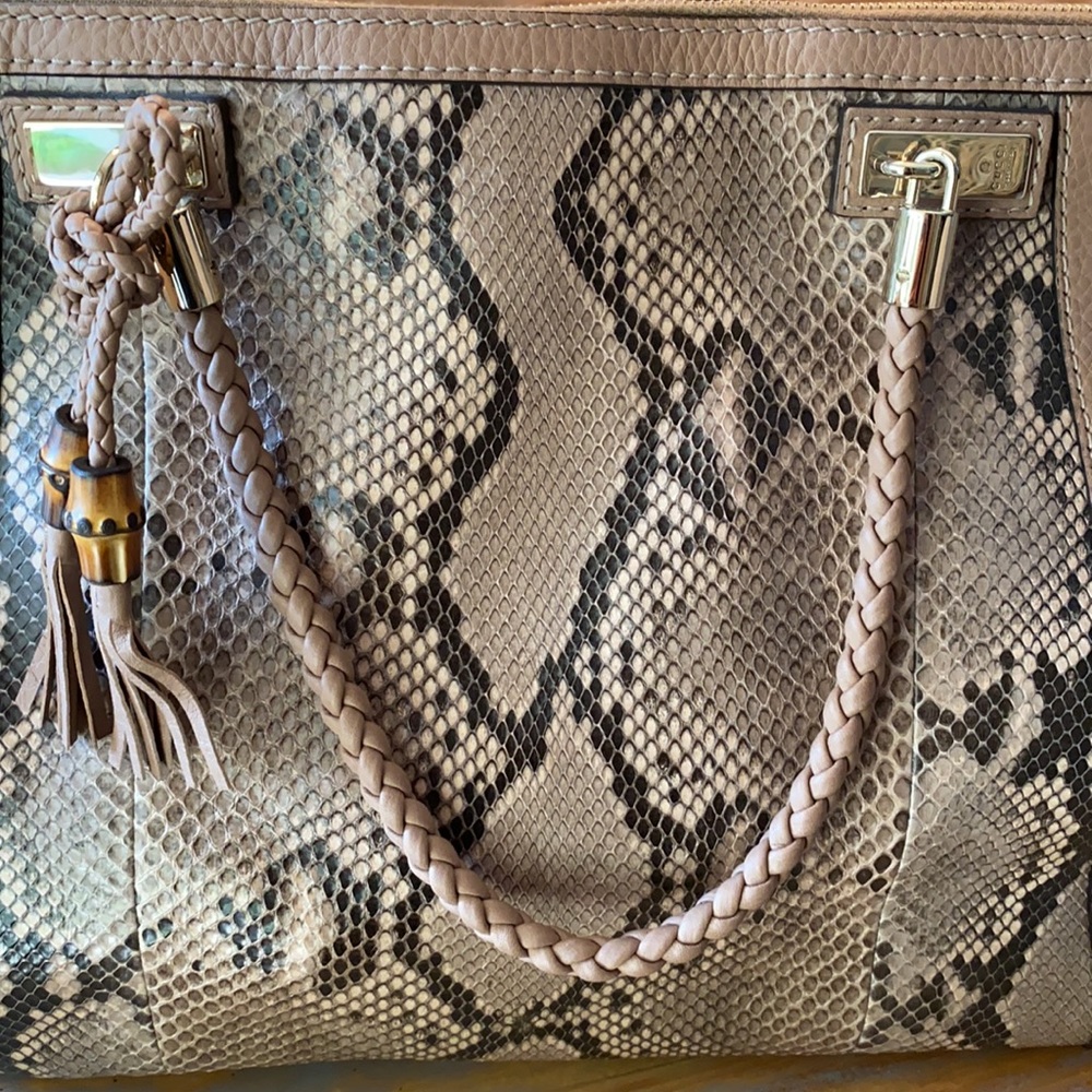 Gucci Python & Leather Tote - image 8